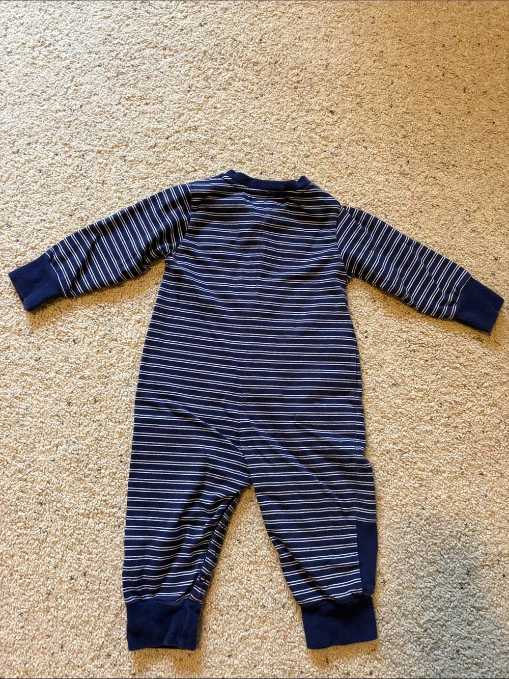 Gymboree Navy and White Striped Footie with Anchor Details